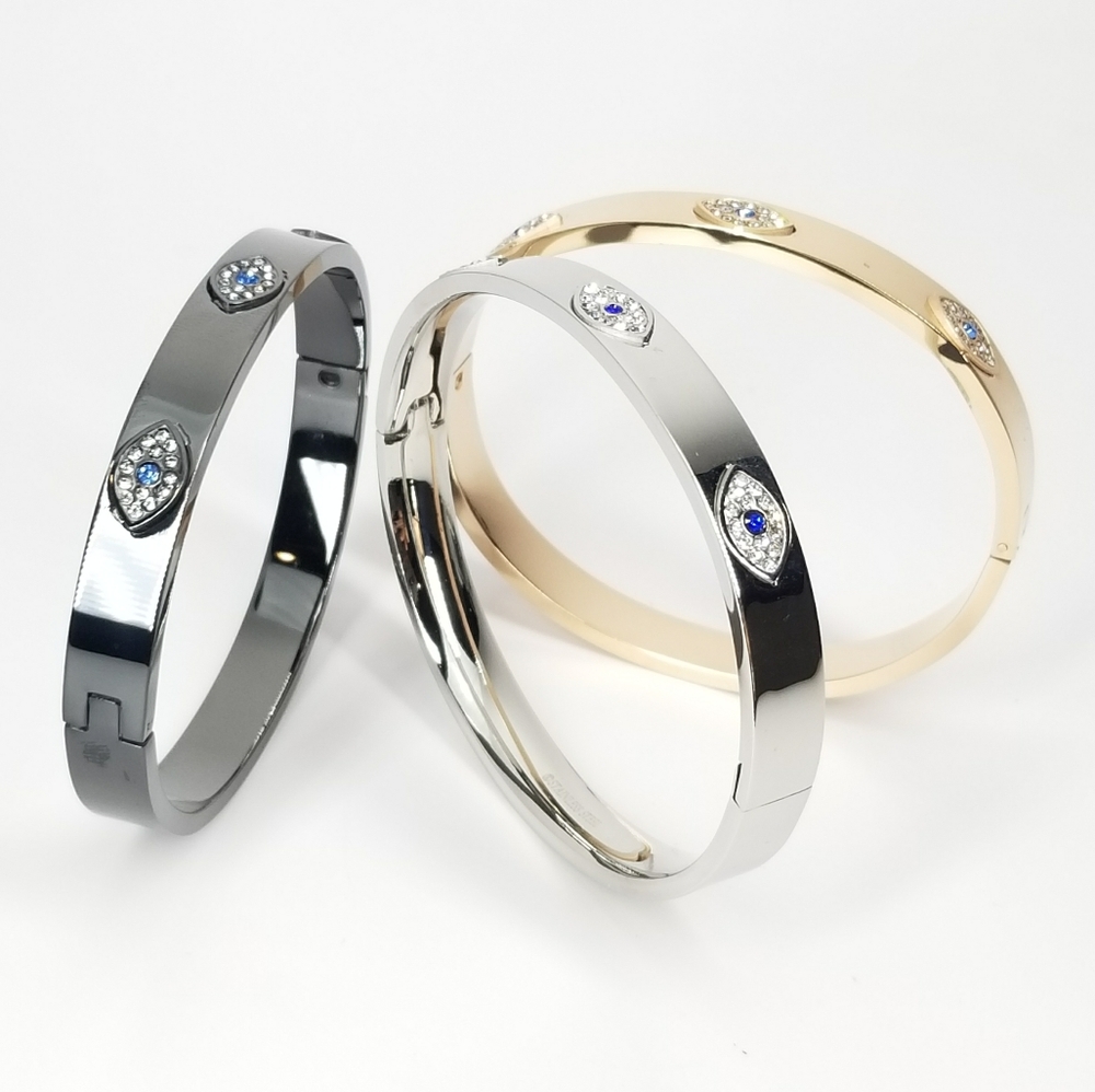 NWT Trendy Evil Eye Stainless Steel Cuff Bracelet - Picture 6 of 11